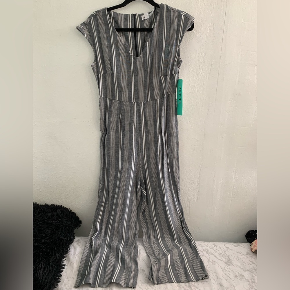 Gray striped romper